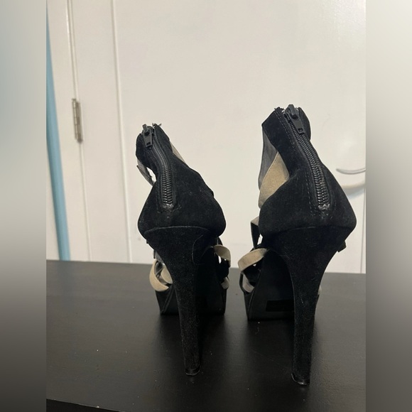 Women Platform High Heel 9 Velvet Black Tan Beige Strappy Zip Feminine Fall - Picture 6 of 12